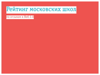 Рейтинг московских школ
по отзывам в Веб 2.0
 