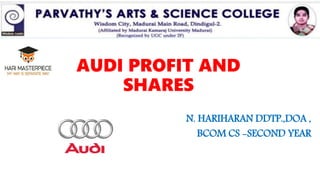 AUDI PROFIT AND
SHARES
N. HARIHARAN DDTP.,DOA ,
BCOM CS -SECOND YEAR
 