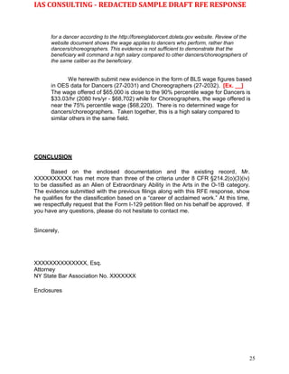 Sample Data Fix Rfe Wk Sample - redacted O-1B 2nd RFE Response 10.22.16