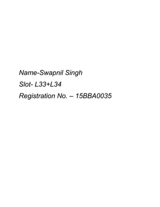 Name-Swapnil Singh
Slot- L33+L34
Registration No. – 15BBA0035
 