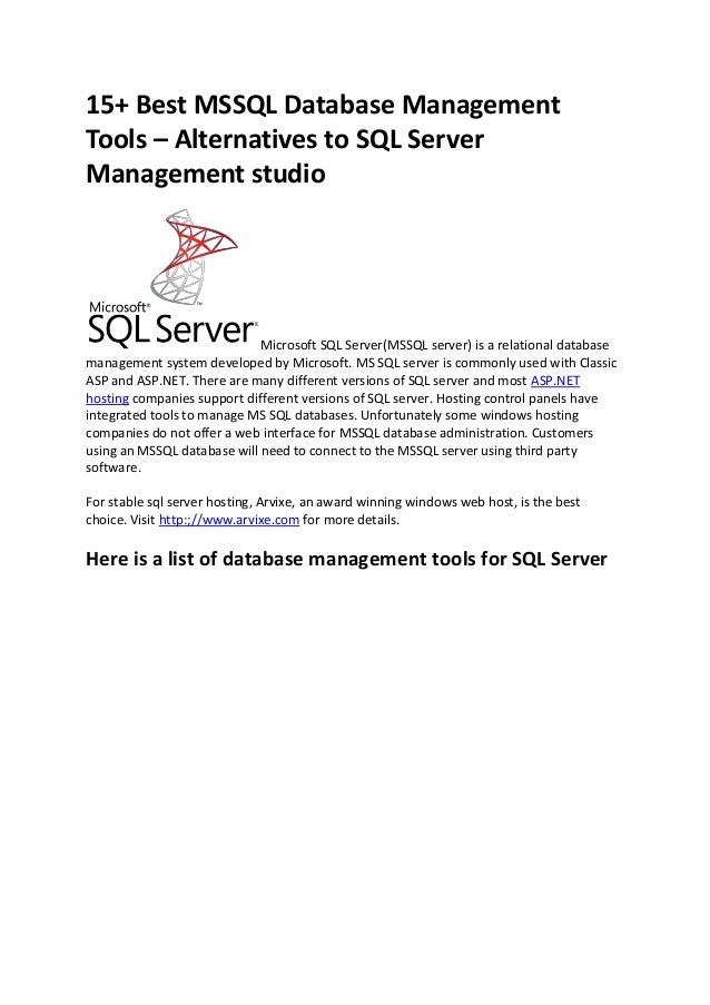 15+ Best MSSQL Database Management Tools – Alternatives to SQL Server…