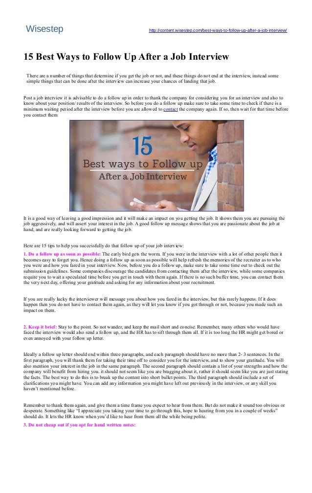 15 best ways to followup after a job interview wisestep how to follow up job interview