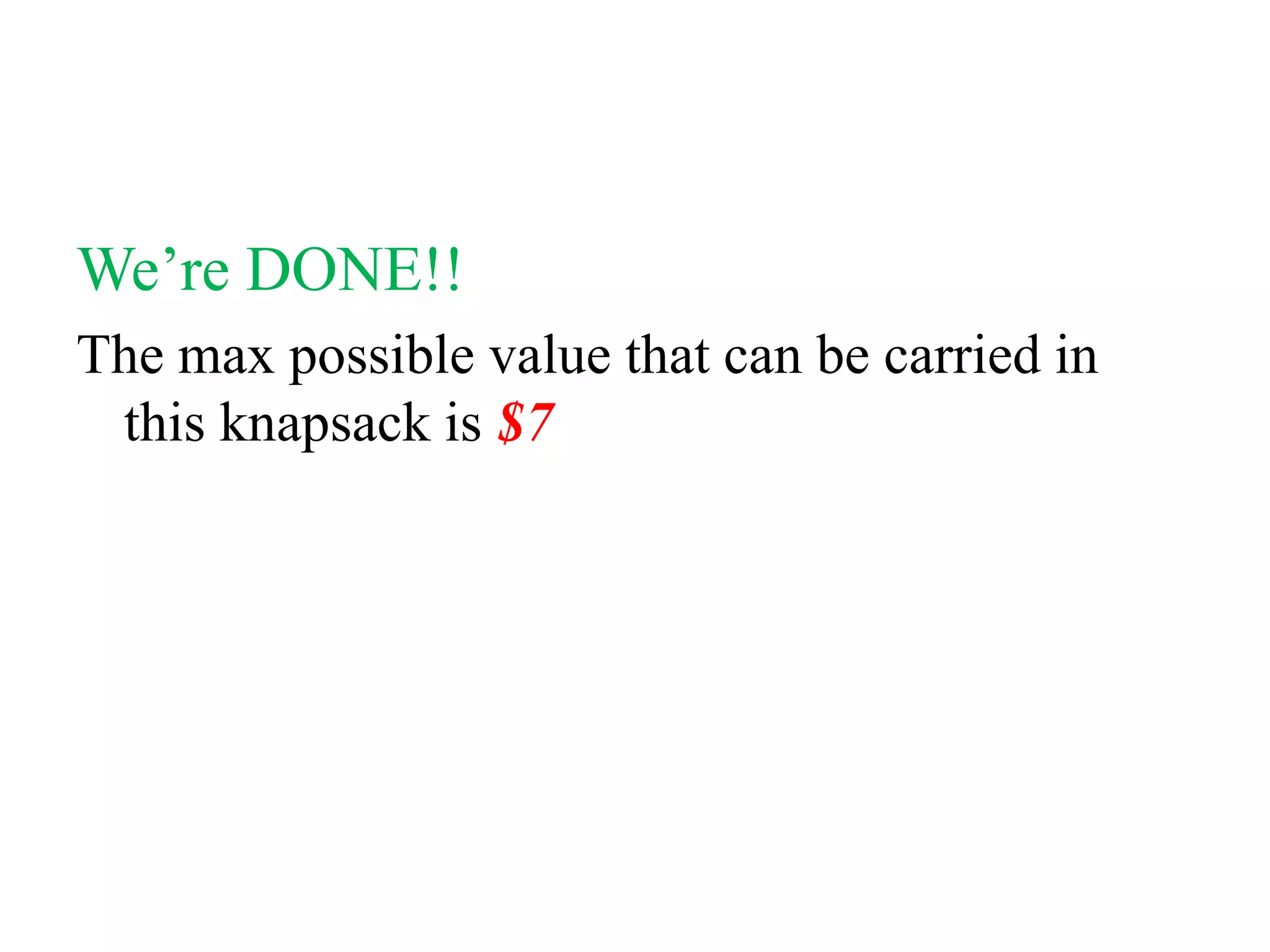 01 Knapsack using Dynamic Programming | PPT