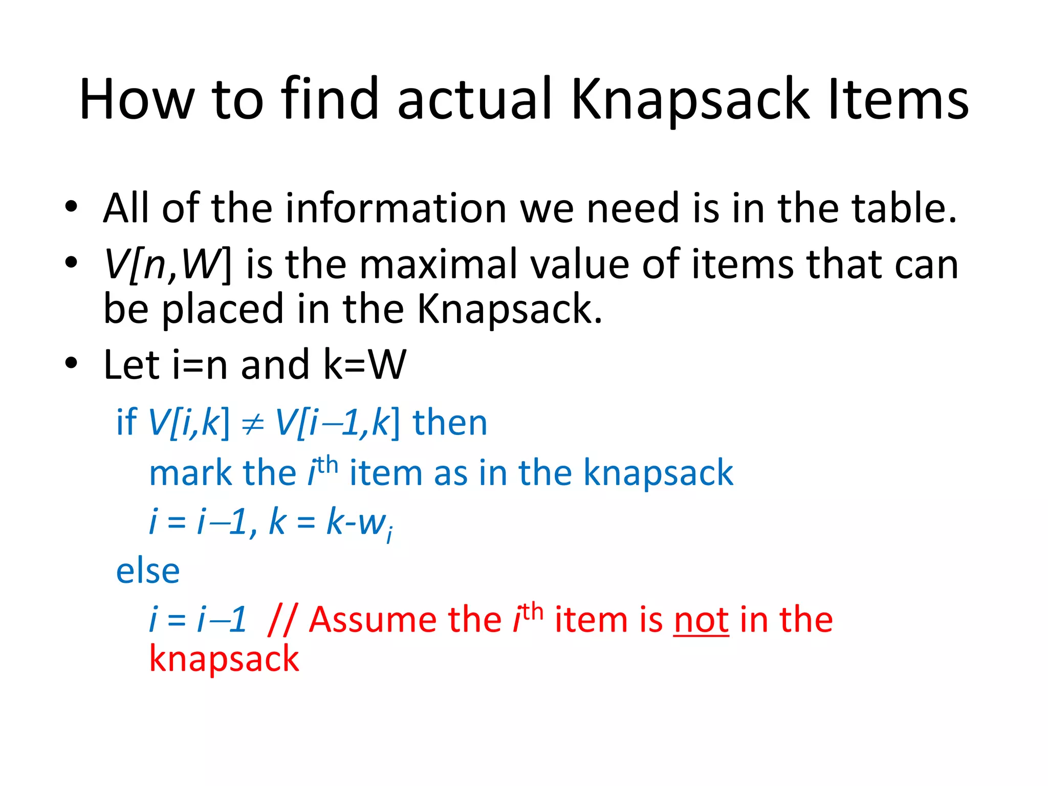 01 Knapsack using Dynamic Programming | PPT