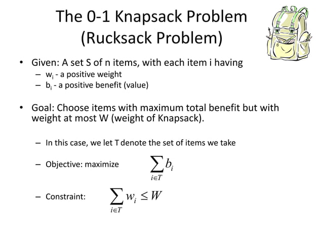 01 Knapsack using Dynamic Programming