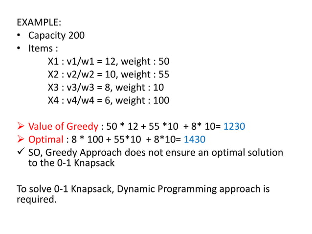 01 Knapsack using Dynamic Programming