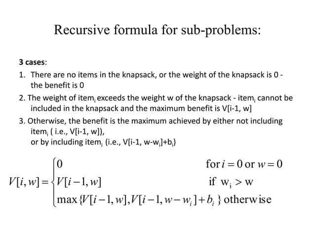 01 Knapsack using Dynamic Programming