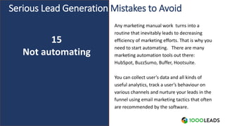 15+1 Сritical Mistakes in Lead Generation You Better Avoid