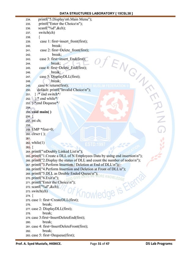 Data structures lab manual