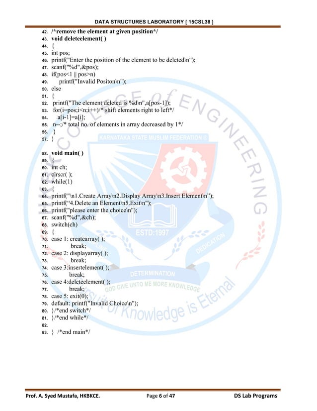 Data structures lab manual