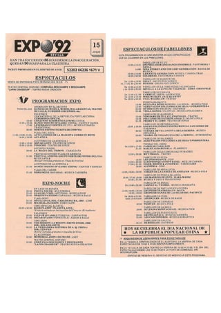 Programa del 15 de julio de EXPO 92
