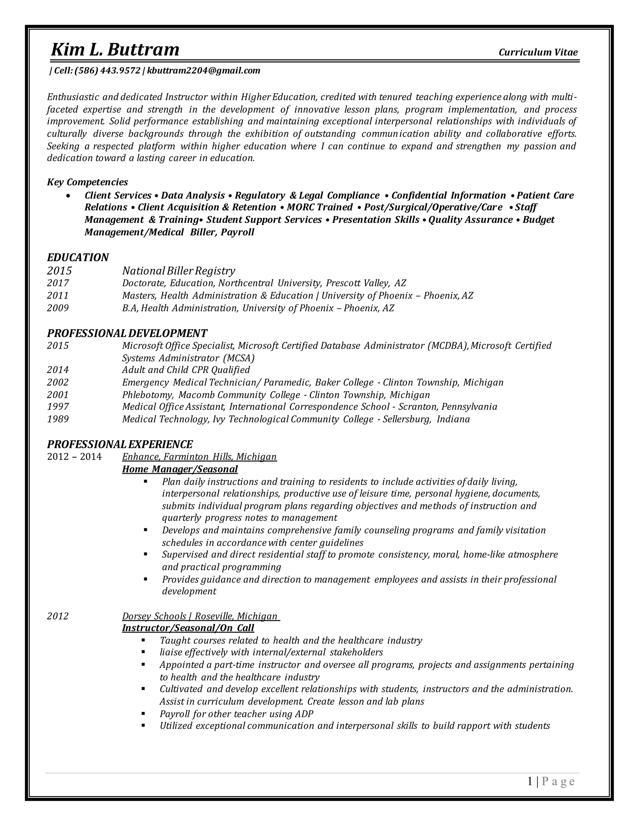 KIM BUTTRAM 2015 RESUME PDF - KIM BUTTRAM 2015 RESUME 1 2048 