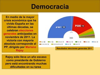 Democracia
En medio de la mayor
crisis económica que ha
vivido España en las
últimas décadas, se
celebran elecciones
gener...