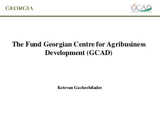 The Fund Georgian Centre for Agribusiness
Development (GCAD)
Ketevan Gachechiladze
 