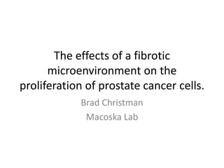 The effects of a fibrotic
microenvironment on the
proliferation of prostate cancer cells.
Brad Christman
Macoska Lab
 