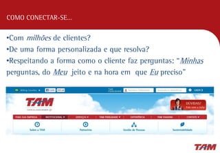 COMO CONECTAR-SE…
•Com milhões de clientes?
•De uma forma personalizada e que resolva?
•Respeitando a forma como o cliente faz perguntas: “Minhas
perguntas, do Meu jeito e na hora em que Eu preciso”
 