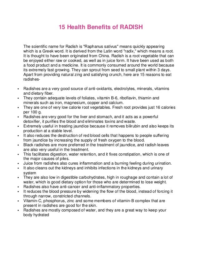 15 health benefits of radish