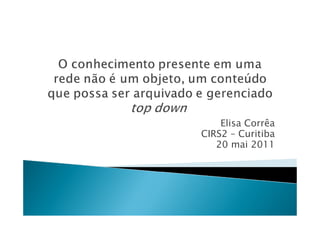 Elisa Corrêa
CIRS2 – Curitiba
   20 mai 2011
 
