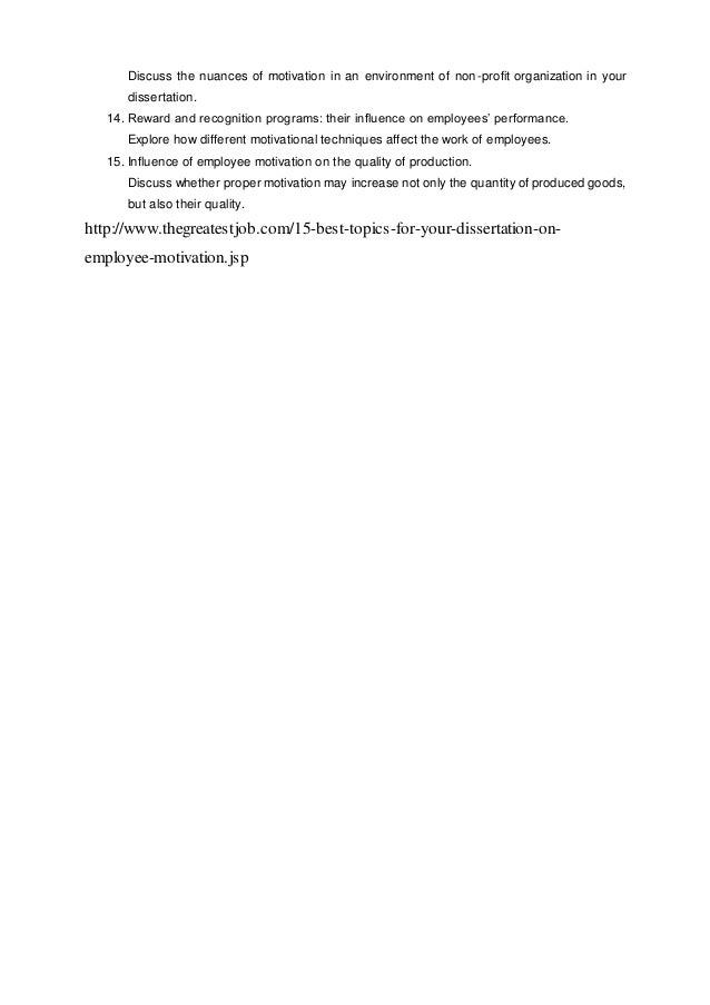 Help on dissertation motivation of employees