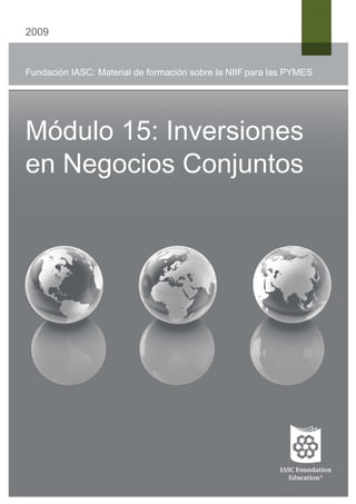 2009


Fundación IASC: Material de formación sobre la NIIF para las PYMES




Módulo 15: Inversiones
en Negocios Conjuntos
 