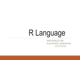 Introduction To R Language | PPTX