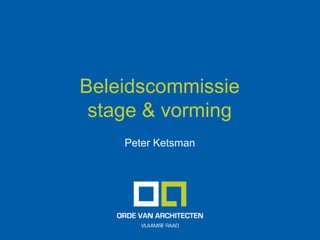 Beleidscommissie
stage & vorming
Peter Ketsman

 