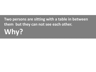 Two persons are sitting with a table in between
them but they can not see each other.

Why?
 