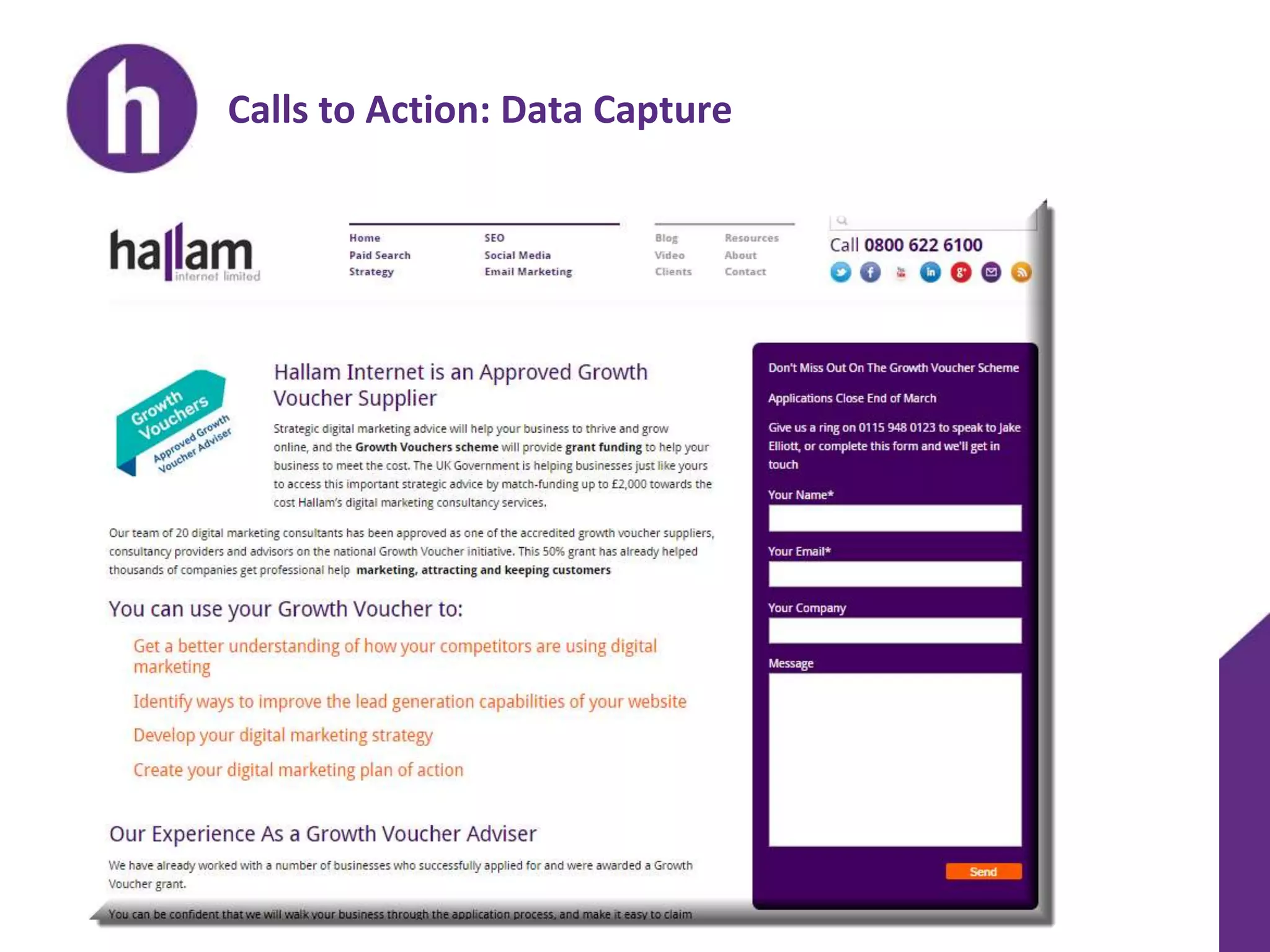 Calls to Action: Data Capture
 