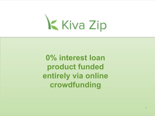 1
0% interest loan
product funded
entirely via online
crowdfunding
 