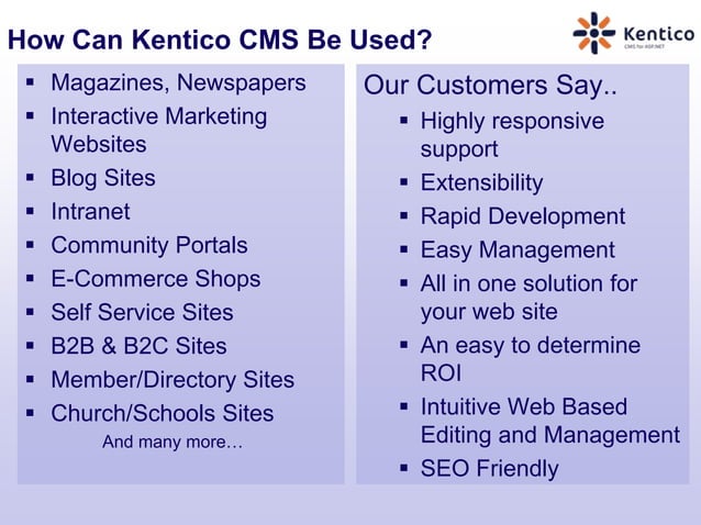 Kentico CMS Overview | PPTX