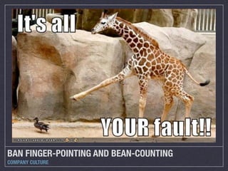 BAN FINGER-POINTING AND BEAN-COUNTING
COMPANY CULTURE
 