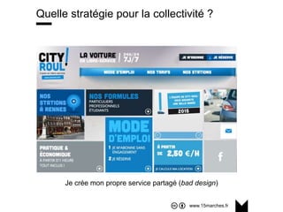 www.15marches.fr
Quelle stratégie pour la collectivité ?
Je crée mon propre service partagé (bad design)
 