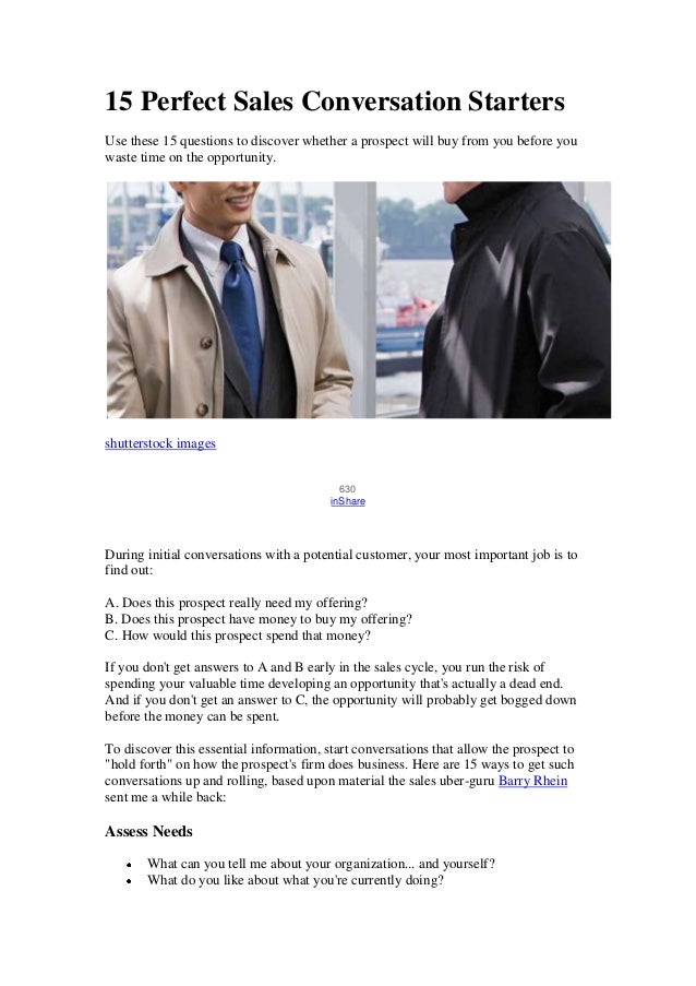 15 perfect sales conversation starters