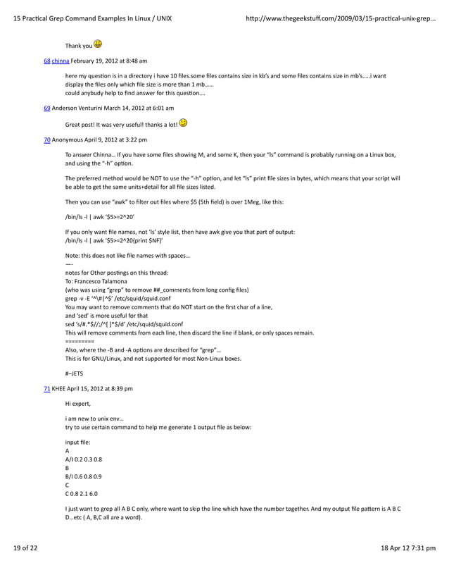 15 practical grep command examples in linux : unix | PDF | Operating ...