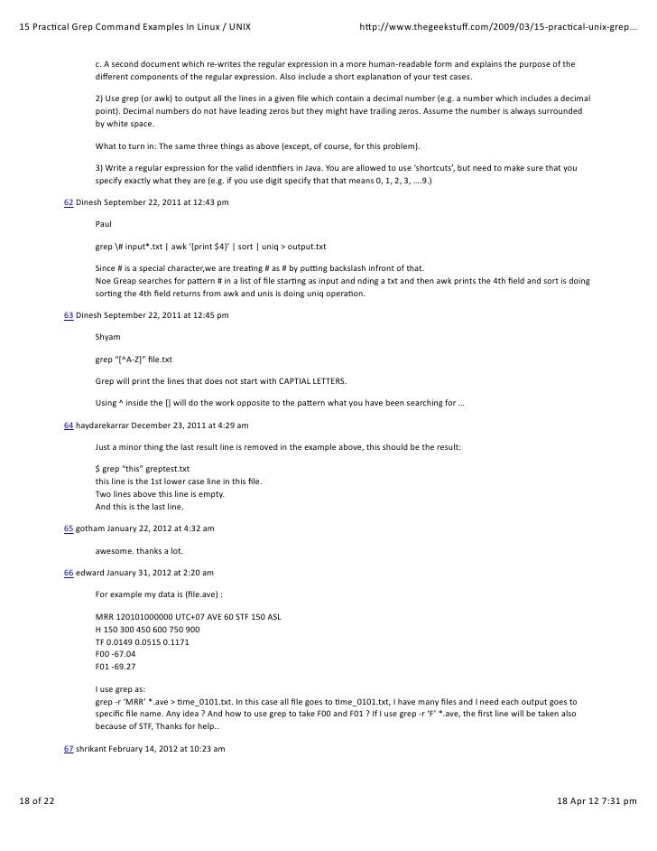 example for grep command in linux