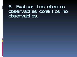 6. Evaluar los efectos observables como los no observables.  