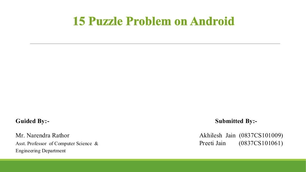 15 puzzle problem game on android