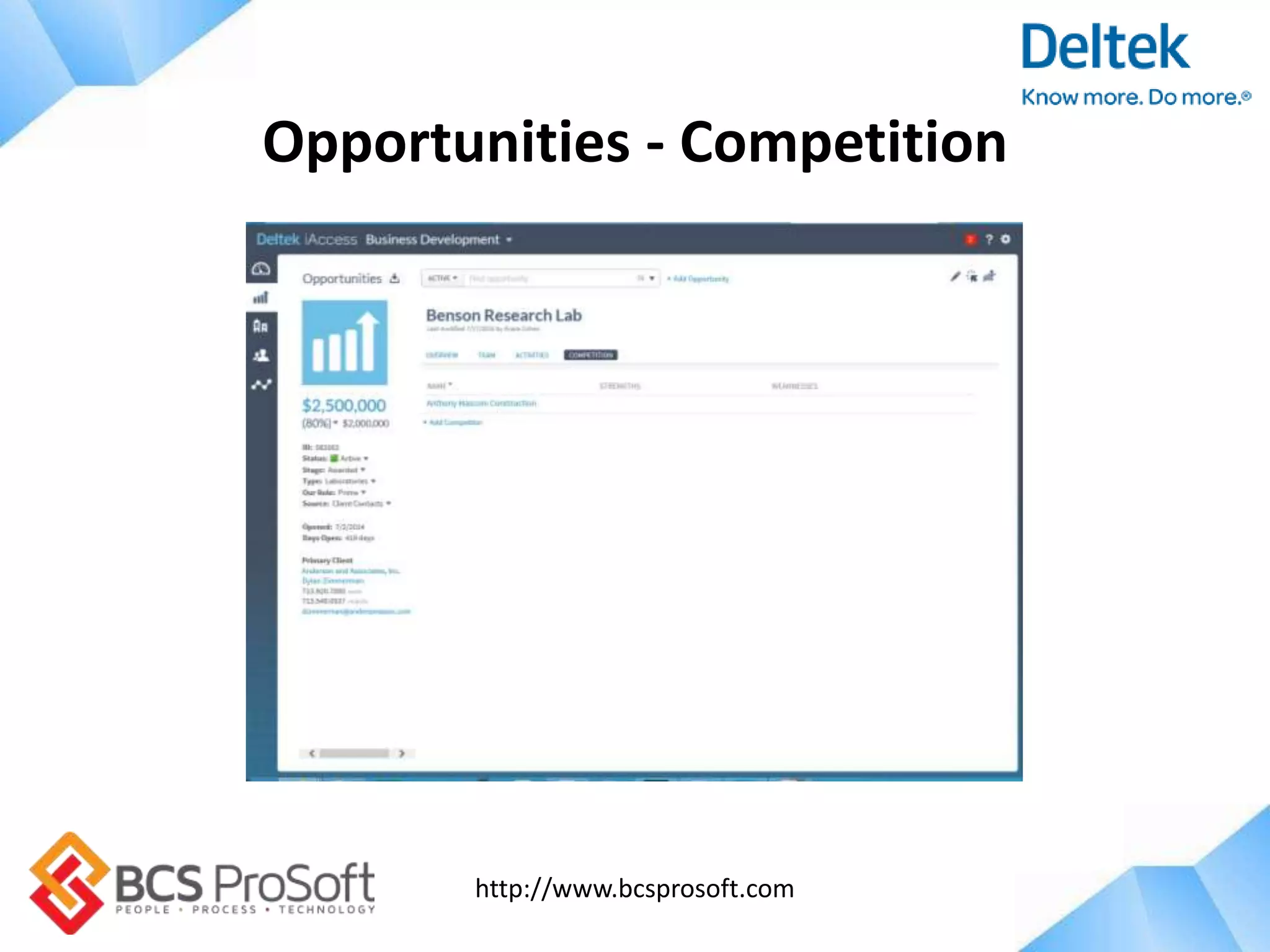 http://www.bcsprosoft.com
Opportunities - Competition
 