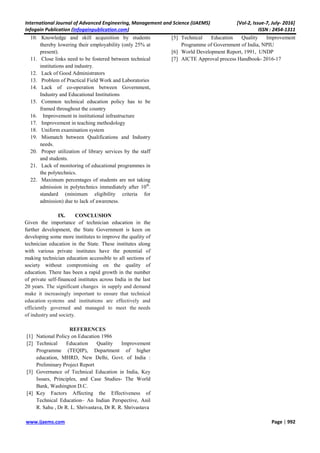 quality perspective of polytechnic education in west bengal | PDF