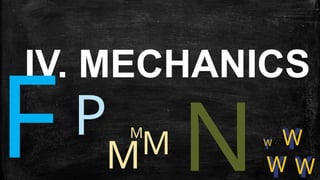 IV. MECHANICS
FP
MM
M
Y
Y Y
Y
W W
W
W
N
 