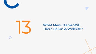 What Menu Items Will
There Be On A Website?
13
 