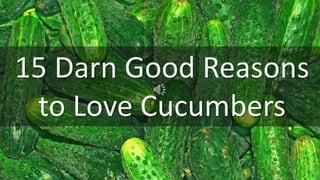 15 Darn Good Reasons
to Love Cucumbers
 