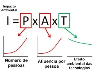 Impacto
Ambiental
Afluência por
pessoa
Número de
pessoas
Efeito
ambiental das
tecnologias
 