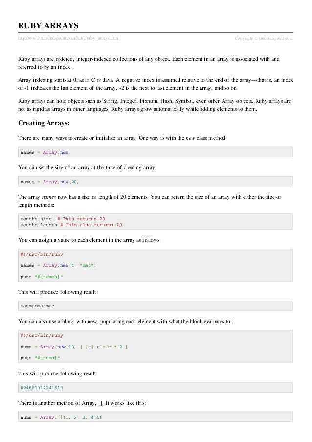 download ruby tutorialspoint download ruby tutorialspoint
