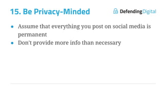 15 Security & Privacy Tips for Social Media Safety | PDF