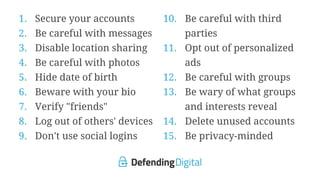 15 Security & Privacy Tips for Social Media Safety | PDF