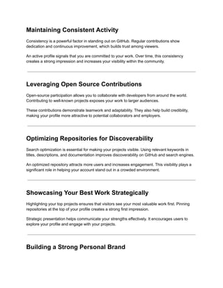 15 Smart Strategies to Make Your GitHub Profile Stand Out in 2026 | PDF