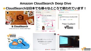 Amazon  CloudSearch Deep Dive 
! CloudSearchは⽇日本でも様々なところで使われています！ 
 
 