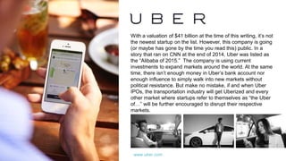 With a valuation of $41 billion at the time of this writing, it’s not
the newest startup on the list. However, this compan...