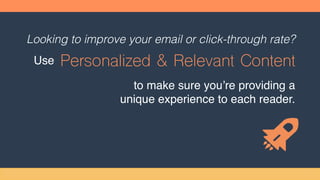 And what about click through rate?
Stat #9
4%
5% 5% 5%
3%
5%
3%
3%
4%
Consumer
Products
Marketing
Agencies
IT & Services Financial
Services
Healthcare &
Medical
Industrial &
Manufacturing
Media &
Publishing
Education Nonprofit
 